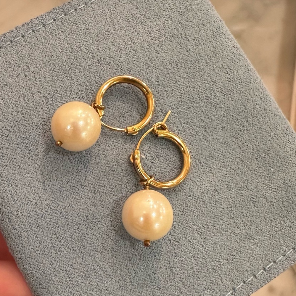 Chan Luu Gold Pearl Hoop Earrings